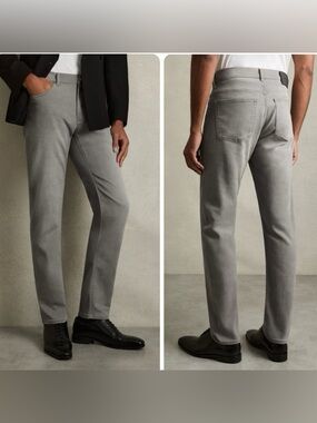 NWT Reiss Picton Cotton-Stretch Slim-Fit Jeans in Light Washed Grey size 34